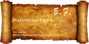 Budinszky Fanni névjegykártya